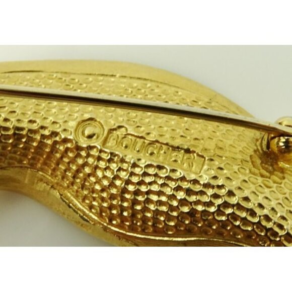 Boucher Signed Designer Brooch Vintage Goldtone Leaf Swirl - Picture 5 of 7